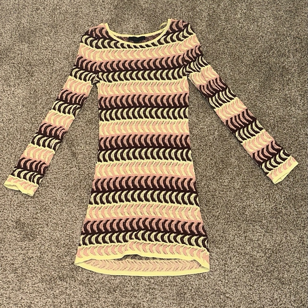 Zara Multicolor Mini Dress - Pink, Brown, Cream